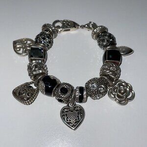 Brighton Add A‎ Charm Slide Full Bracelet Spacers Silver Tone Chunky Read AL4.4